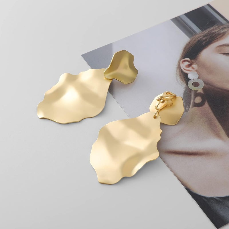 OCCFAE Store Metal Clip On Earrings for Women Non Pierced Dangle Drop Earrings Multiple Styles - Image 4